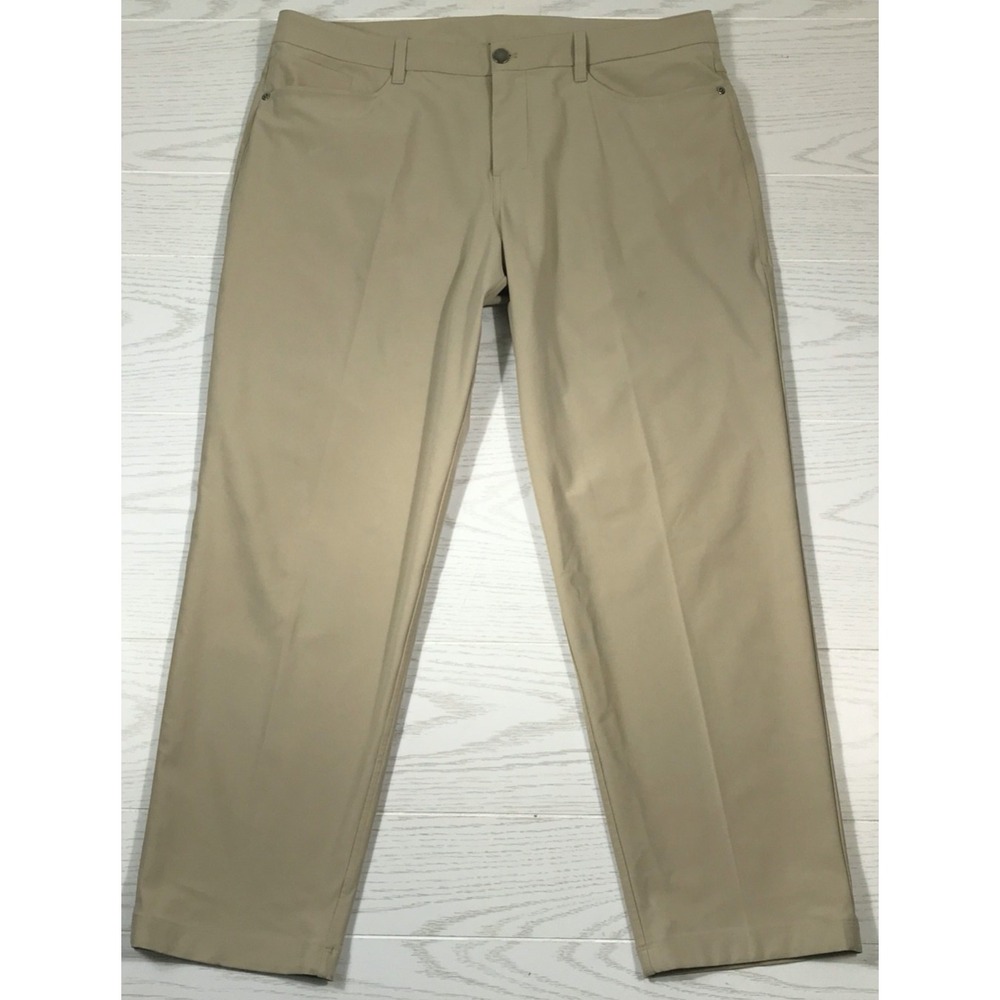 Lululemon ABC Classic Fit Warpstreme Pants Mens 36x28 Beige Stretch Athleisure